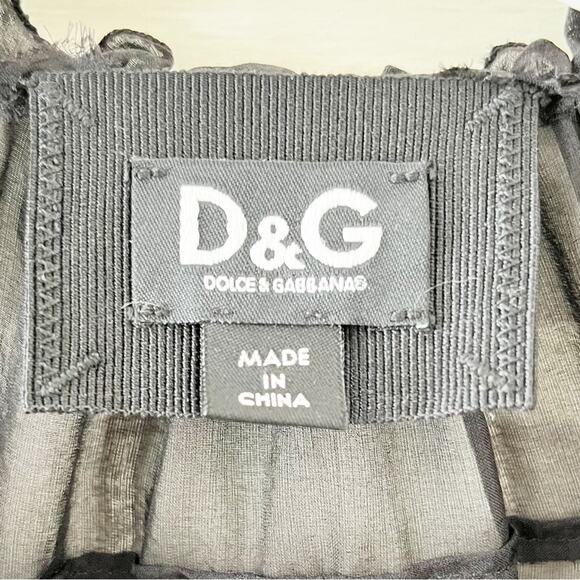 DOLCE & GABBANA 100% Silk Sheer Black Open Sleeve Top, Italian 44 / US M - Picture 13 of 15